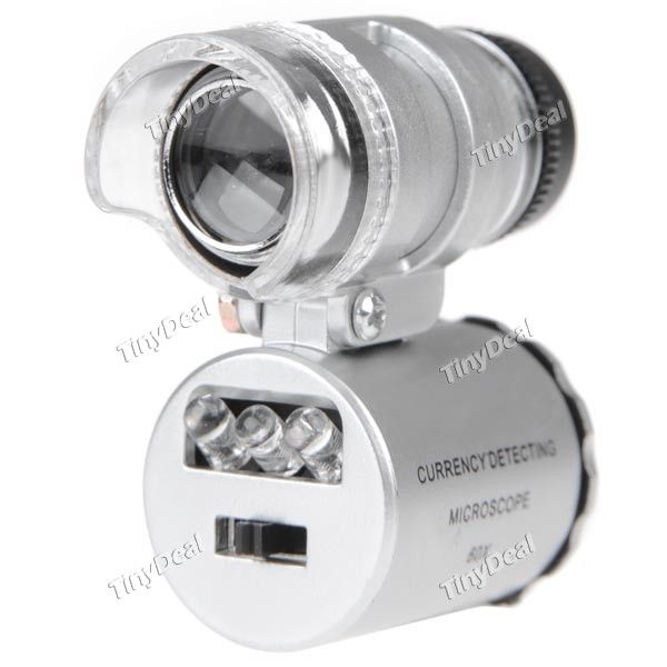 Microscópio Mini 60X ajustável Lupa de Bolso LED cod 0027